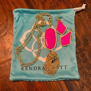 Hot Pink Kendra Scott. Necklace and Earrings